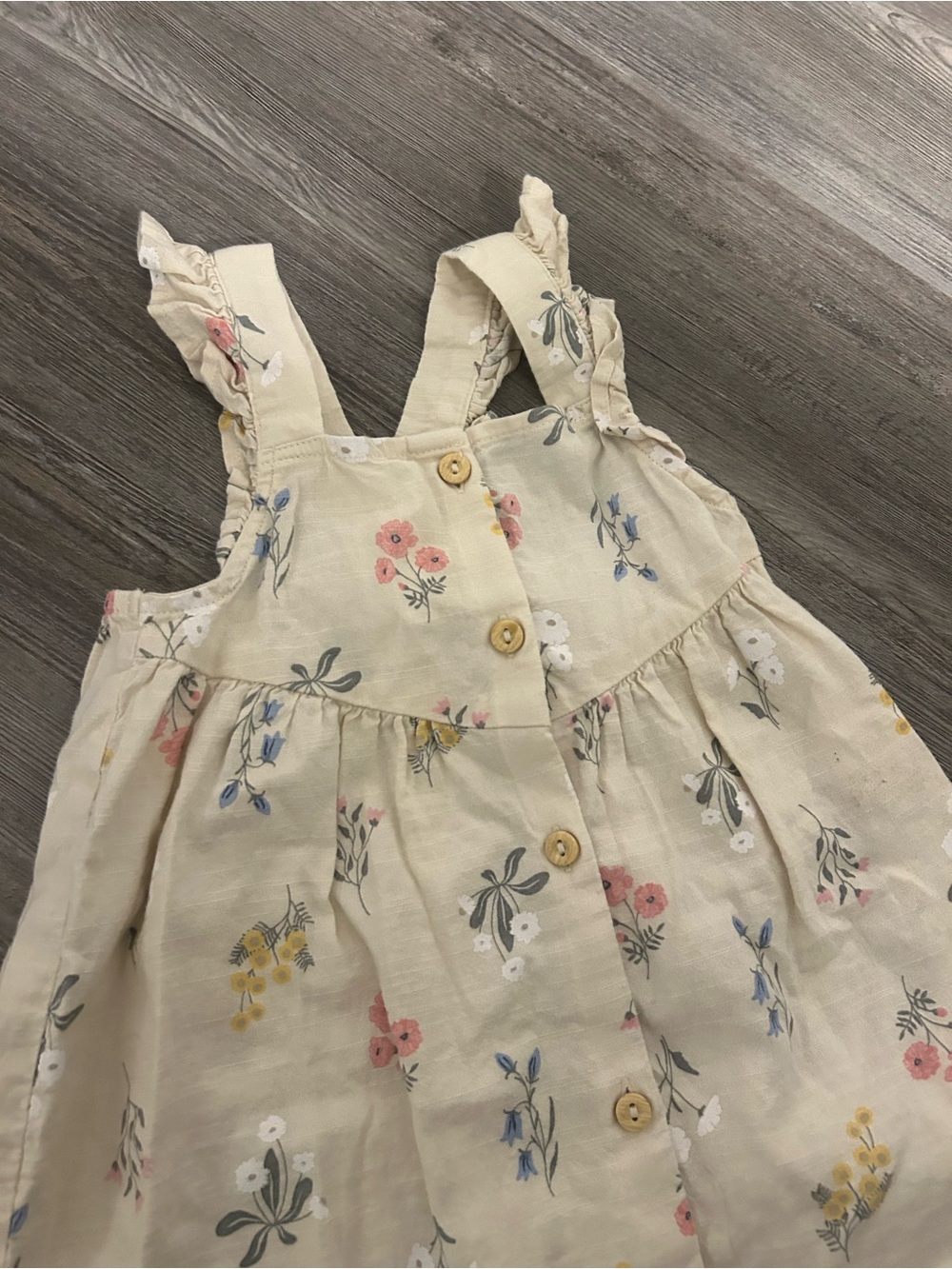 H&M Cream Floral Ruffle-Strap Dress with Pink, Yellow, Blue Blossoms - Picture 2 of 5